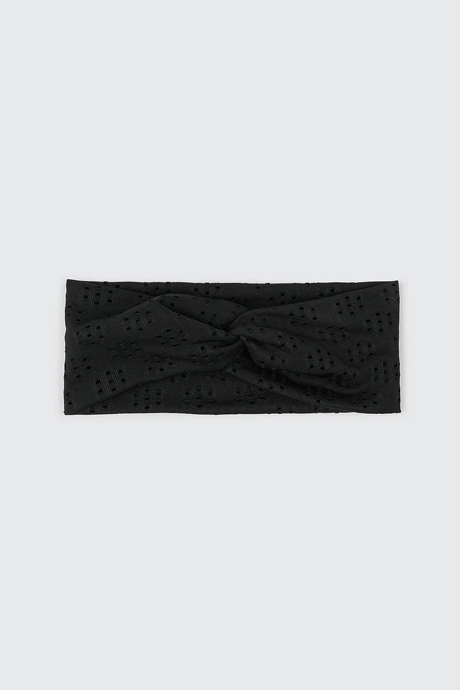 Ardene Eyelet Twist Headwrap in Black | Polyester/Elastane