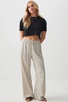 Ardene Mid Rise Linen Blend Pants in Beige | Size Large | Rayon/Cotton