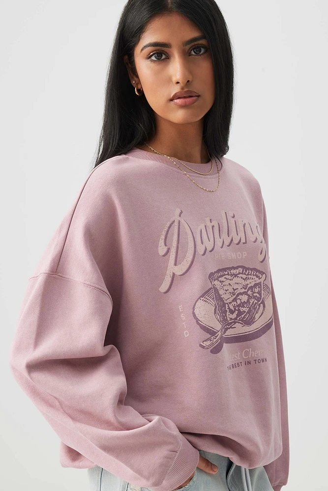 Ardene Gourmet Print Sweatshirt in | Size | Polyester/Cotton | Fleece-Lined