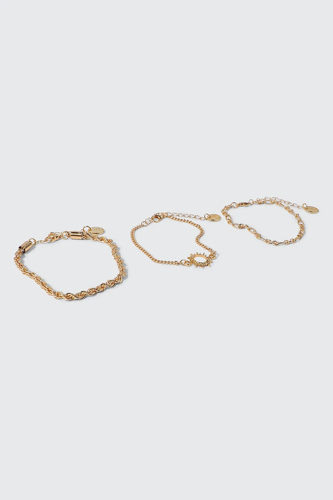 Ardene 3-Pack Chain Bracelets in Gold