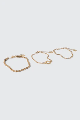 Ardene 3-Pack Chain Bracelets in Gold