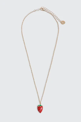 Ardene Strawberry Chain Necklace in Gold