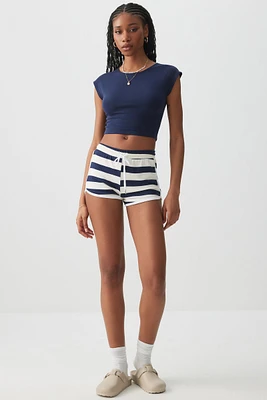 Ardene Dolphin Shorts with Contrast Piping in Dark Blue | Size | Polyester/Elastane