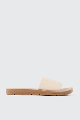 Ardene Faux Leather Flat Sandals in Beige | Size | Eco-Conscious