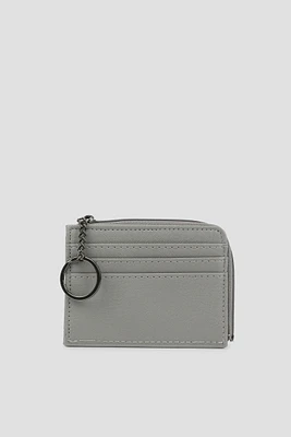 Ardene Faux Leather Cardholder in Grey | Faux Leather/Polyester