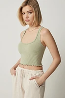 Ardene Basic Ultra Crop Seamless Racerback Tank in Light Green | Size Small | Nylon/Elastane | Eco-Conscious