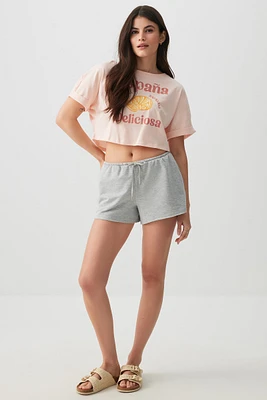 Ardene French Terry Shorts in Grey | Size | Polyester/Cotton/Elastane