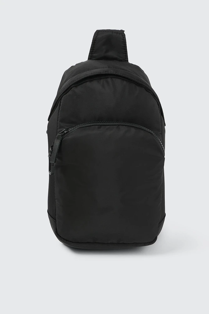 Ardene Man Black Sling Bag For Men | 100% Recycled Polyester | Eco-Conscious
