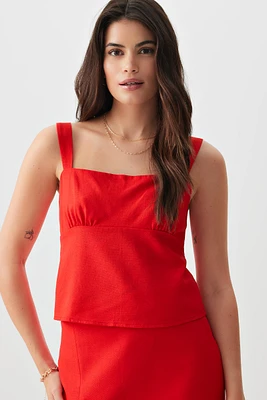 Ardene Linen Blend Milkmaid Tank Top in | Size | Cotton/Viscose