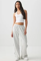Ardene Wide Leg Sweatpants with Bows in Light Grey | Size | Polyester/Cotton | Fleece-Lined
