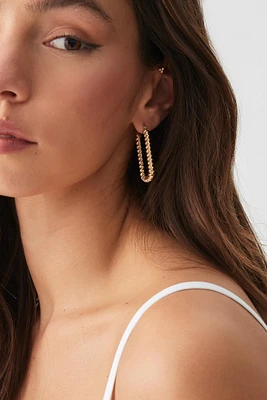 Ardene Rectangular Twisted Hoop Earrings in Gold | Stainless Steel
