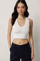Ardene Basic Ultra Crop V-Neck Seamless Tank in | Size | Nylon/Elastane
