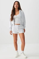 Ardene French Terry Shorties in Light Grey | Size | Polyester/Cotton | Eco-Conscious