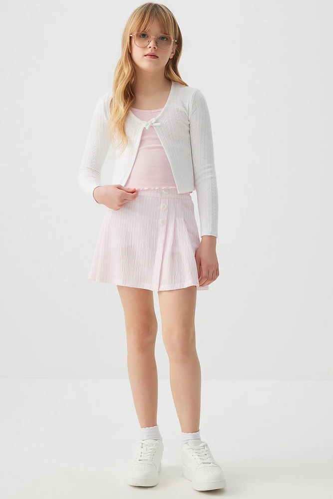 Ardene Kids Striped Pleated Skirt in Light | Size | Polyester/Spandex