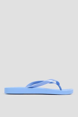 Ardene Jelly Strap Flip-Flops Sandals in Medium Blue | Size 6