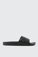 Ardene Basket Weave Slides in Black | Size