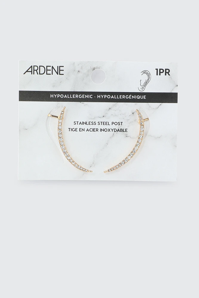 Ardene Small Stone Crawler Earrings in Gold | Stainless Steel