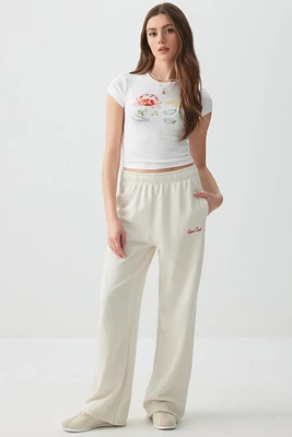 Ardene French Terry Wide Leg Sweatpants in White | Size | Polyester/Cotton | Eco-Conscious