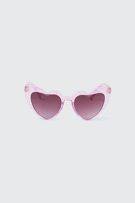 Ardene Kids Glitter Heart Shaped Cat Eye Sunglasses in Lilac