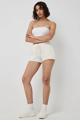 Ardene French Terry Sweatshorts in White | Size Large | Polyester/Cotton