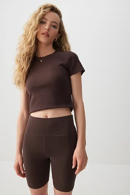 Ardene Basic Cotton Biker Shorts in Brown | Size XS | Cotton/Elastane | Eco-Conscious