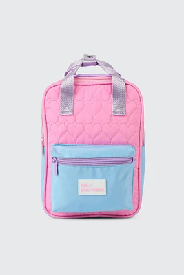 Ardene Kids Heart Quilted Backpack in Pink | Nylon | Eco-Conscious
