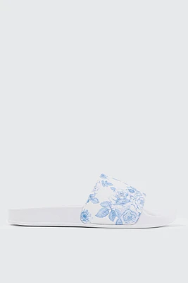 Ardene Printed Slides in White | Size