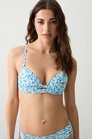Ardene Push Up Bikini Top with Criss Cross Straps in Light | Size | Polyester/Nylon/Elastane | Microfiber