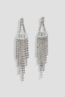 Ardene Rhinestone Chandelier Earrings in Silver | Stainless Steel