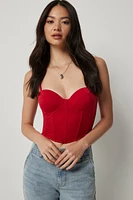 Ardene Ultra Crop Bustier in Red | Size Small | Polyester/Elastane