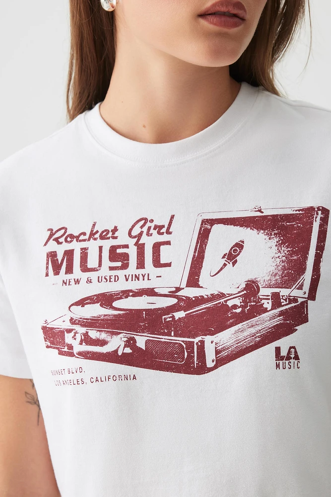 Ardene Graphic Crop T-Shirt in White | Size | 100% Cotton