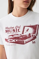 Ardene Graphic Crop T-Shirt in White | Size | 100% Cotton