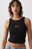 Ardene Pointelle Crop Tank Top in Black | Size | Polyester/Cotton/Elastane