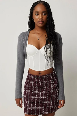 Ardene Ultra Crop Bolero in Grey | Size | Polyester/Nylon/Viscose