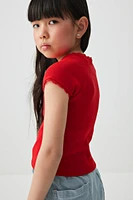 Ardene Kids Lace Trim Fitted T-Shirt in | Size | Spandex/Cotton