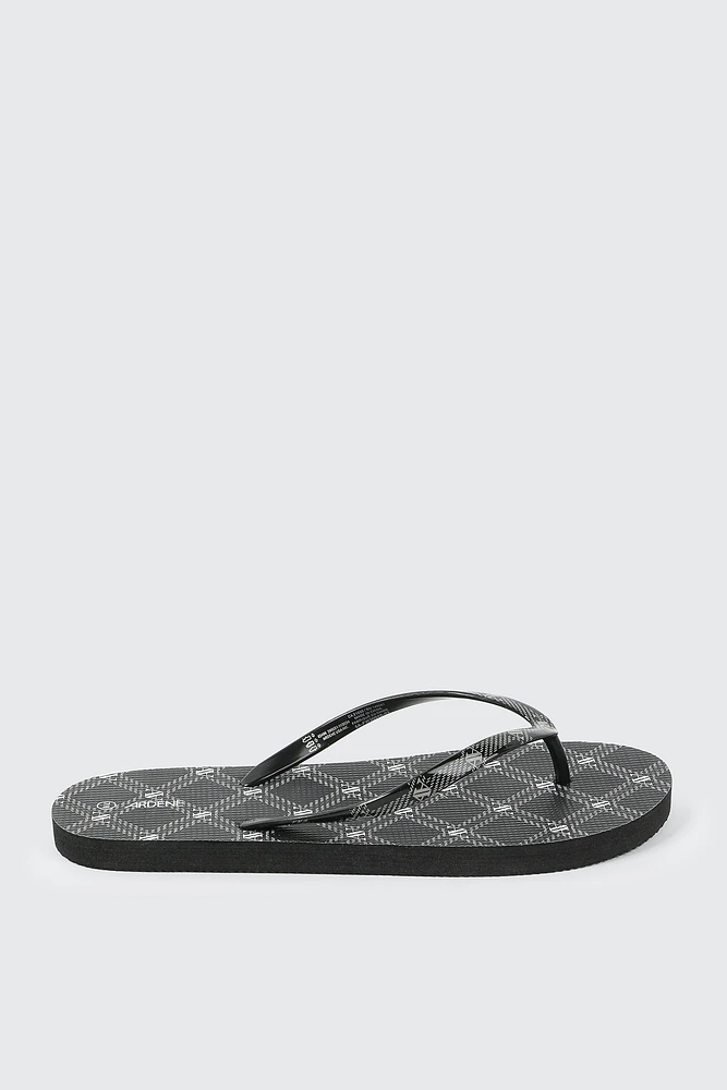 Ardene Monogram Flip-Flops Sandals in Black | Size | Eco-Conscious
