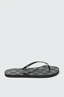 Ardene Monogram Flip-Flops Sandals in Black | Size | Eco-Conscious
