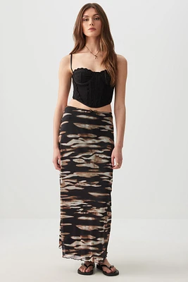 Ardene Mesh Maxi Skirt in Black | Size | Polyester/Spandex