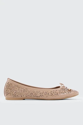 Ardene Laser Cut Ballet Flats in Beige | Size | Eco-Conscious