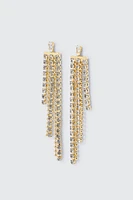 Ardene Rhinestone Waterfall Earrings in Gold | Stainless Steel