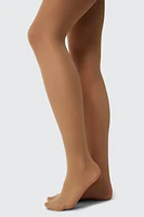 Ardene Sheer Tights with Control Top in Beige | Size Large | Nylon/Spandex