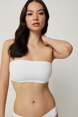 Ardene Invisible Bandeau in White | Size Large | Nylon/Elastane | Microfiber