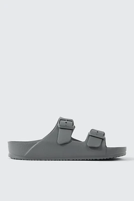 Ardene Two-Strap Sandals in Dark Grey | Size | Eco-Conscious