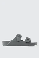 Ardene Two-Strap Sandals in Dark Grey | Size | Eco-Conscious