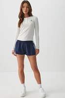 Ardene Athletic Stripe Shorts in Dark Blue | Size Large | Nylon