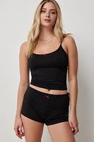 Ardene Tank Top & Short PJ Set in Black | Size Large | Polyester/Spandex | Eco-Conscious