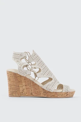 Ardene Cork Wedge Sandals in Beige | Size | Faux Suede | Eco-Conscious