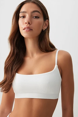 Ardene Rib Seamless Bralette in White | Size Small | Nylon/Elastane
