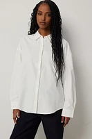 Ardene Oversized Shirt in White | Size Large | Polyester/Cotton
