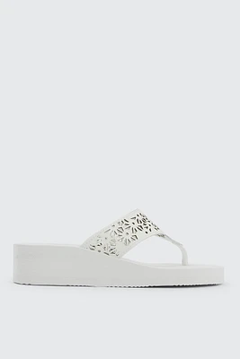 Ardene Floral Cutout Wedge Flip-Flops Sandals in | Size | Eco-Conscious